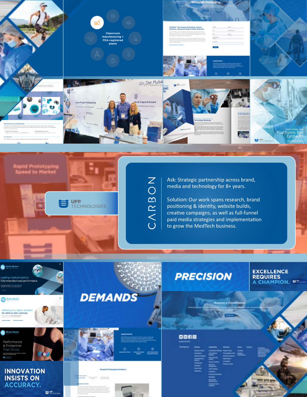 UFP Technologies brand, media, and technology work